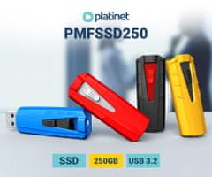 Platinet PMFSSD250 prenosni SSD disk, 250GB, USB 3.2 Gen2, 1000MB/s, črn