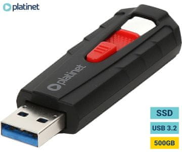 Platinet PMFSSD500 prenosni SSD disk, 500GB, USB 3.2 Gen2, 1000MB/s, črn