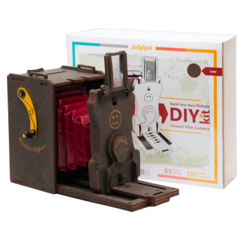 JollyLook Lesena Pinhole instant film kamera kit za samosestavljanje - temen les (65 delna) JLK001
