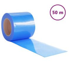 Greatstore Zavesa za vrata modra 200 mm x 1,6 mm 50 m PVC