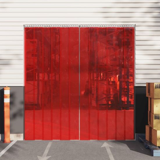 Greatstore Zavesa za vrata rdeča 200 mm x 1,6 mm 50 m PVC