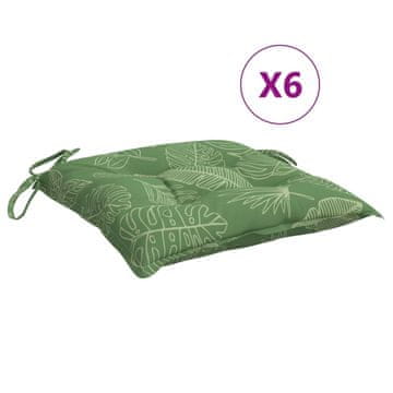 Vidaxl Blazina za stol 6 kosov vzorec z listi 40x40x7 cm blago