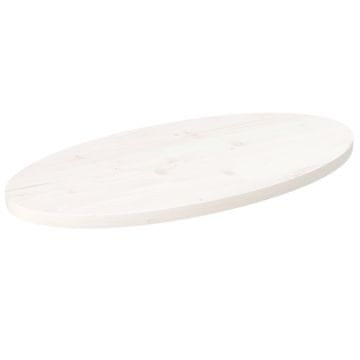 Vidaxl Mizna plošča bela 70x35x2,5 cm trdna borovina ovalna