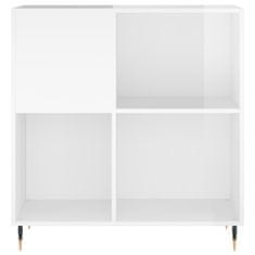Vidaxl Omarica za gramofonske plošče sijaj bela 84,5x38x89 cm inž. les
