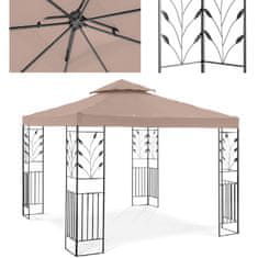 NEW Vrtni paviljon gazebo šotor zložljiv nadstrešek z ornamentom 3 x 3 x 2,6 m bež