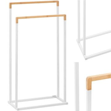 shumee Talno kopalniško stojalo za brisače z 2 palicama - beli bambus