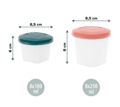Babymoov Posodice za shranjevanje hrane, 180 ml, bele