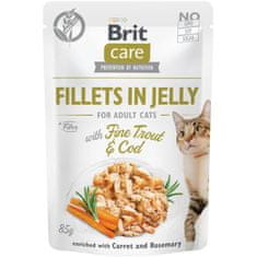 Brit Care Cat kapsule. Fileti v želeju z drobno postrvjo in trsko 85 g