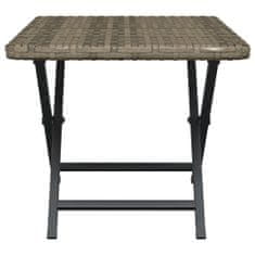 Vidaxl Zložljiva miza siva 45x35x32 cm poli ratan