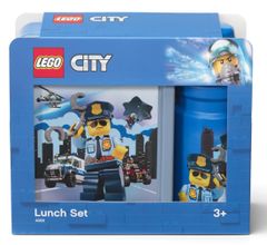 LEGO Škatla za prigrizke 20x17,3x7,1cm+steklenička 390ml,PP+silikon CITY set 2ks.