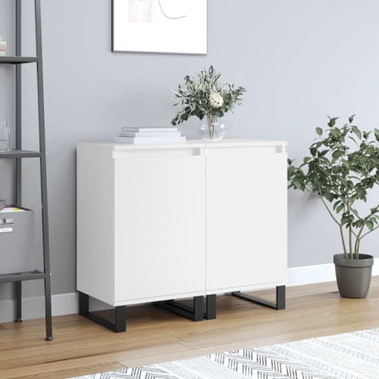 Vidaxl Komoda 2 kosa bela 40x35x70 cm inženirski les