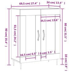 Vidaxl Komoda bela 69,5x34x90 cm inženirski les