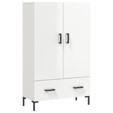 Vidaxl Visoka omara visok sijaj bela 69,5x31x115 cm inženirski les
