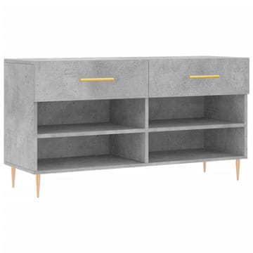 Vidaxl Regal za čevlje betonsko siv 102x35x55 cm inženirski les