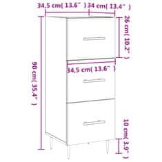 Vidaxl Komoda dimljeni hrast 34,5x34x90 cm inženirski les