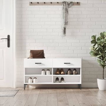 Vidaxl vidaXL Klop s prostorom za čevlje visok sijaj bela 102x35x55 cm
