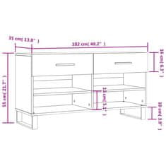 Vidaxl Regal za čevlje visok sijaj bel 102x35x55 cm inženirski les