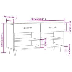 Vidaxl Regal za čevlje visok sijaj bel 102x35x55 cm inženirski les