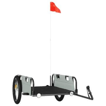 Vidaxl Kolesarska prikolica siva oxford tkanina in železo