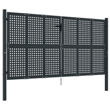 Vidaxl Vrtna vrata antracit 300x125 cm jeklo