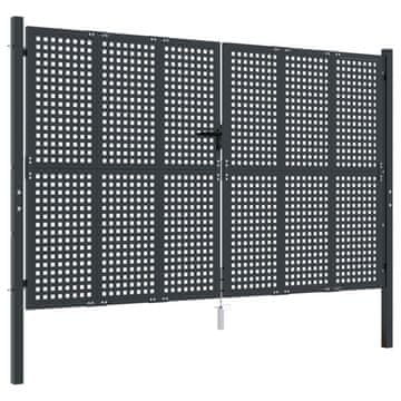 Vidaxl Vrtna vrata antracit 300x175 cm jeklo