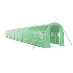 Vidaxl Rastlinjak z jeklenim ogrodjem zelen 36 m² 18x2x2 m