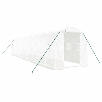 Vidaxl Rastlinjak z jeklenim okvirjem bel 20 m² 10x2x2 m
