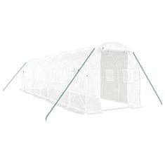 Vidaxl Rastlinjak z jeklenim okvirjem bel 16 m² 8x2x2 m
