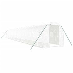 Vidaxl Rastlinjak z jeklenim okvirjem bel 32 m² 16x2x2 m