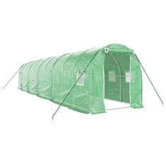 Vidaxl Rastlinjak z jeklenim ogrodjem zelen 20 m² 10x2x2 m