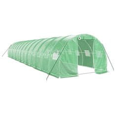 Vidaxl Rastlinjak z jeklenim ogrodjem zelen 42 m² 14x3x2 m