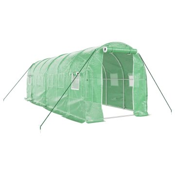 Vidaxl Rastlinjak z jeklenim ogrodjem zelen 12 m² 6x2x2 m
