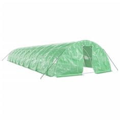 Vidaxl Rastlinjak z jeklenim ogrodjem zelen 90 m² 18x5x2,3 m
