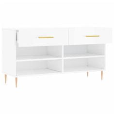 Vidaxl Regal za čevlje visok sijaj bel 102x35x55 cm inženirski les