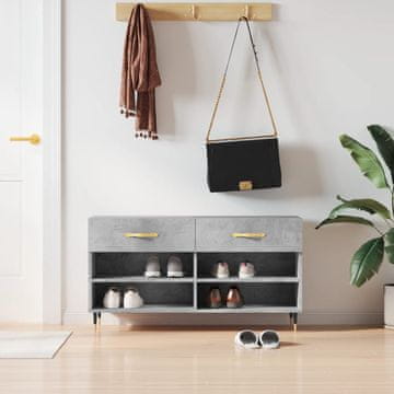 Vidaxl vidaXL Klop s prostorom za čevlje betonsko siva 102x35x55 cm