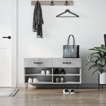 Vidaxl vidaXL Klop s prostorom za čevlje betonsko siva 102x35x55 cm