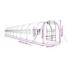 Vidaxl Rastlinjak z jeklenim ogrodjem zelen 36 m² 18x2x2 m