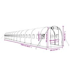 Vidaxl Rastlinjak z jeklenim ogrodjem zelen 48 m² 24x2x2 m