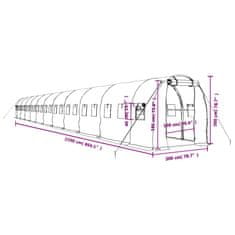 Vidaxl Rastlinjak z jeklenim ogrodjem zelen 44 m² 22x2x2 m