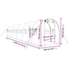 Vidaxl Rastlinjak z jeklenim ogrodjem zelen 24 m² 12x2x2 m