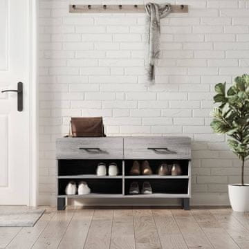 Vidaxl vidaXL Klop s prostorom za čevlje, siv hrast sonoma, 102x35x55 cm