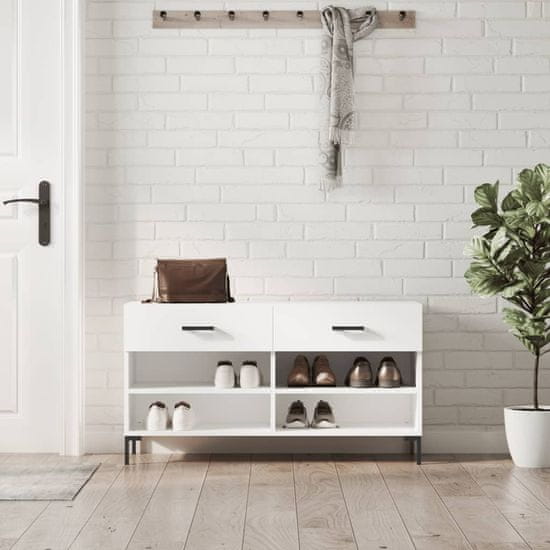 Vidaxl Klop za čevlje bela 102x35x55 cm inženirski les