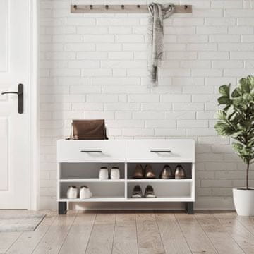 Vidaxl Klop za čevlje bela 102x35x55 cm inženirski les