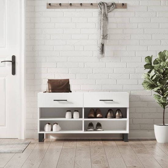 Vidaxl Klop za čevlje bela 102x35x55 cm inženirski les