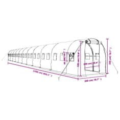 Vidaxl Rastlinjak z jeklenim okvirjem bel 44 m² 22x2x2 m