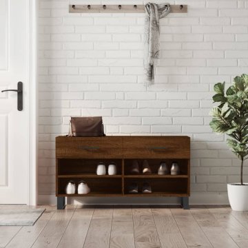 Vidaxl Klop za čevlje rjavi hrast 102x35x55 cm inženirski les