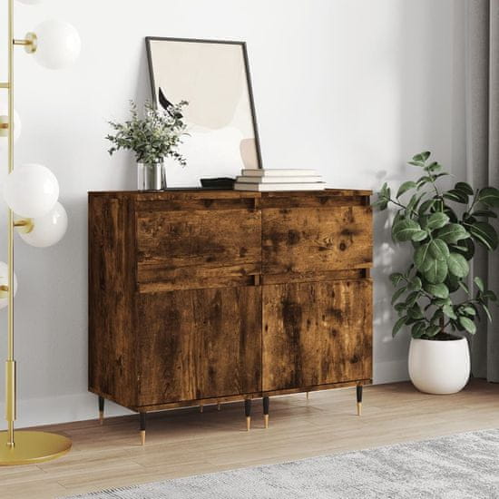 Vidaxl Komoda 2 kosa dimljeni hrast 40x35x70 cm inženirski les