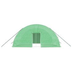Vidaxl Rastlinjak z jeklenim ogrodjem zelen 24 m² 6x4x2,85 m