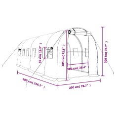 Vidaxl Rastlinjak z jeklenim ogrodjem bel 12 m² 6x2x2 m