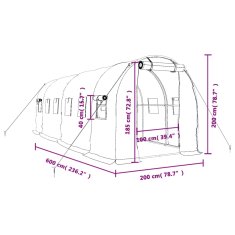Vidaxl Rastlinjak z jeklenim ogrodjem zelen 12 m² 6x2x2 m